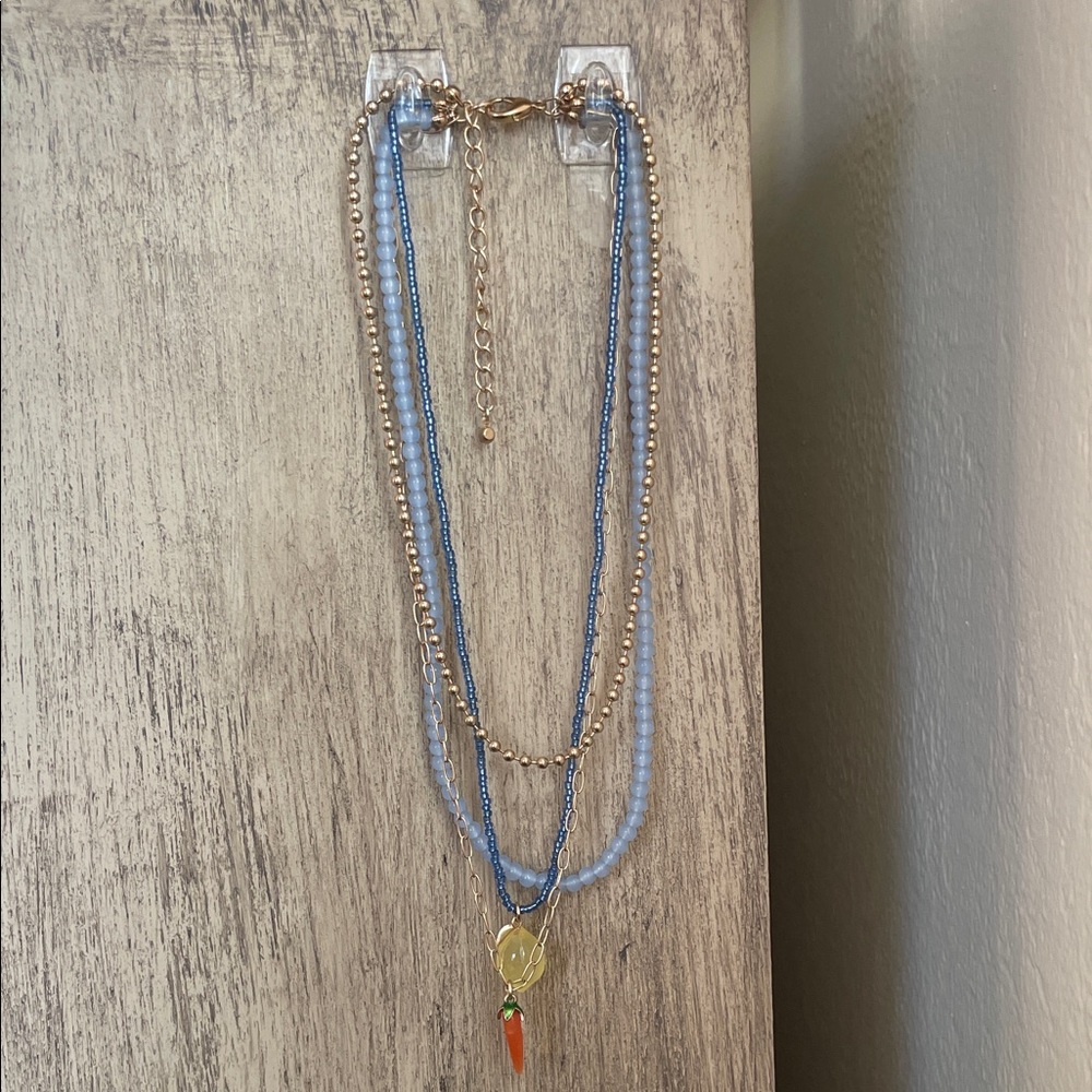 Elegant Blue and Gold Layered Necklace